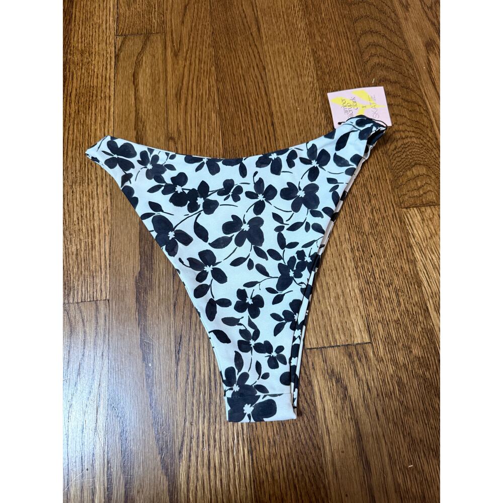 Skatie Black and White Floral Bikini Bottom